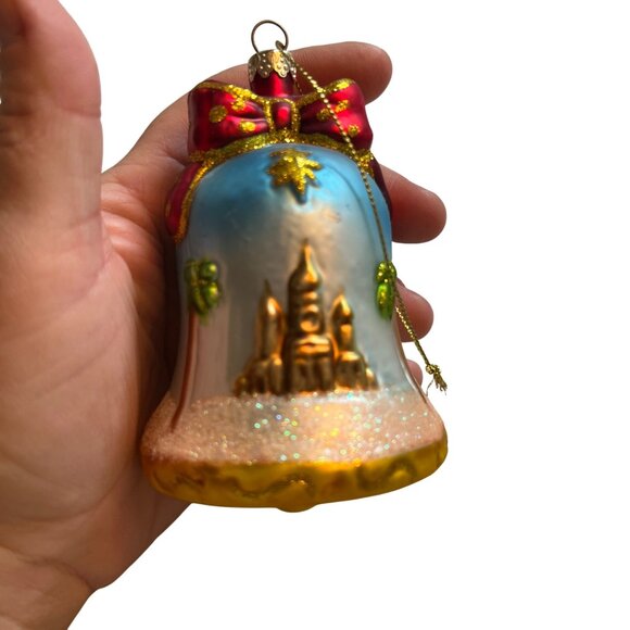 Hand-Painted Blown Glass Nativity Scene Christmas Bell Ornament - Picture 3 of 7